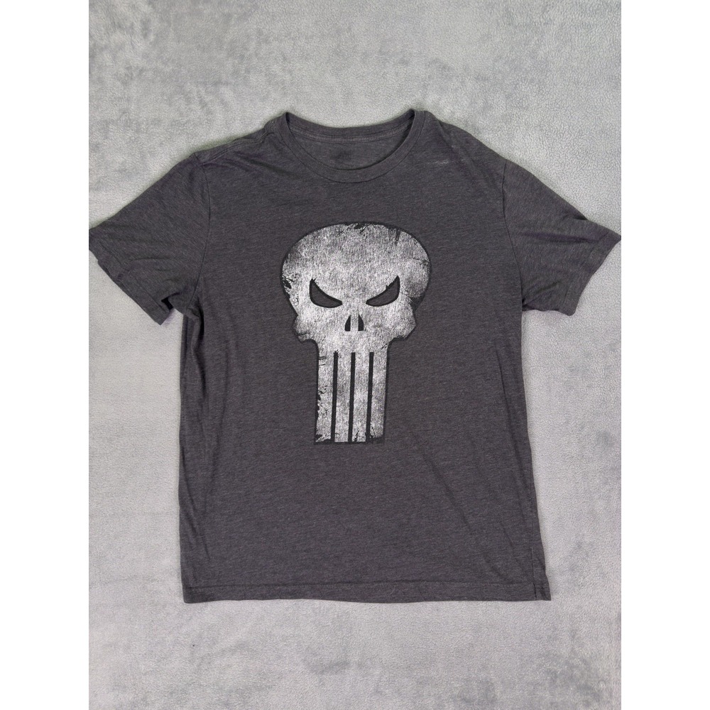 Marvel Punisher Shirt Mens XL Gray Short Sleeve Crew Neck Pull Over